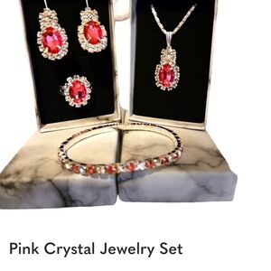Radiant Pink and Silver Necklace Set